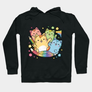 Funny Rainbow Crayon Cats Kawaii Hoodie